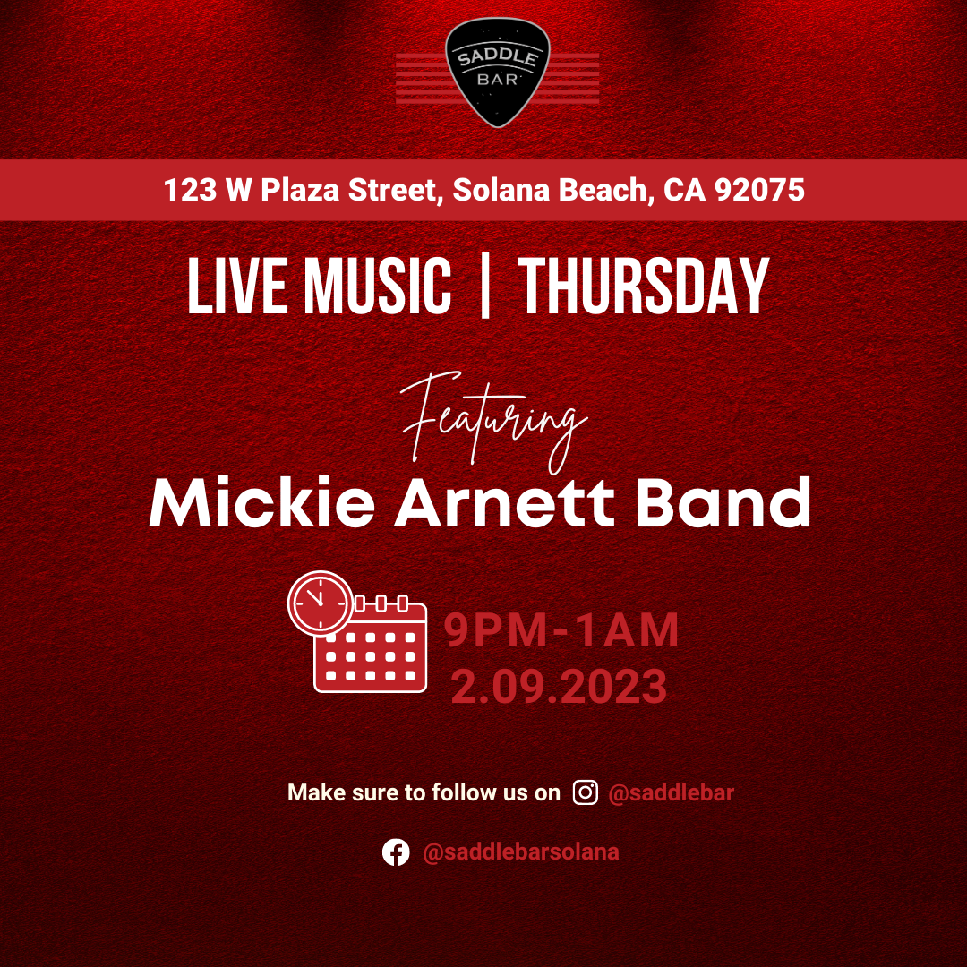 **LIVE BAND** Mickie Arnett Band - Country/Rock/Folk - 2/09/2023 9pm