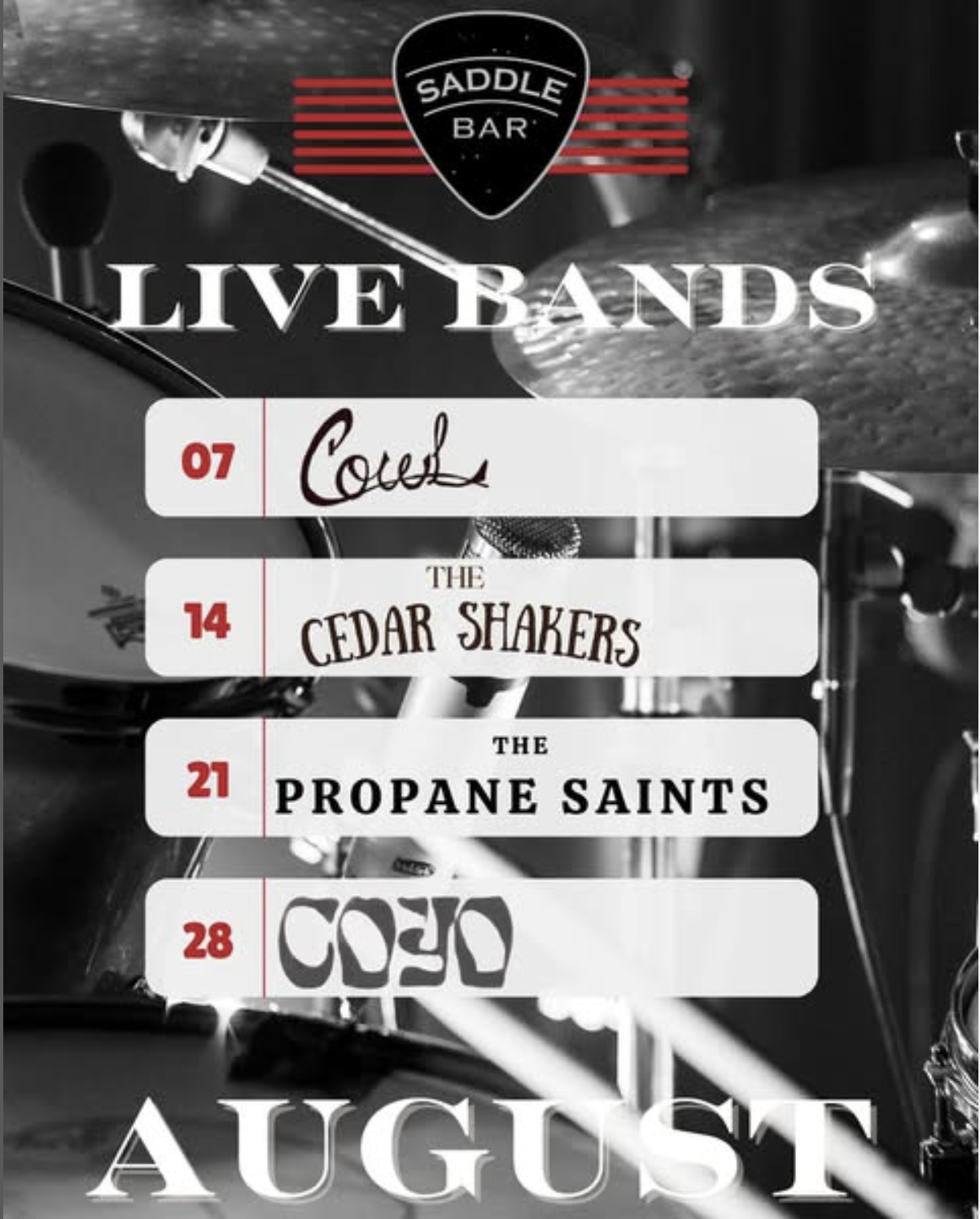 Live Bands this Month at The Saddle Bar! - AUGUST '25