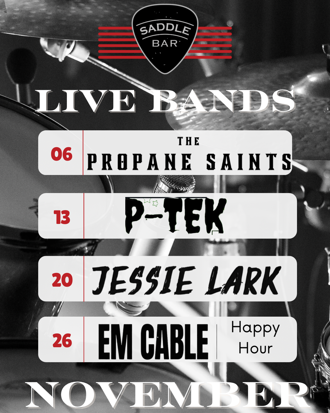 Live Bands this Month at The Saddle Bar! - November '25 (Copy)