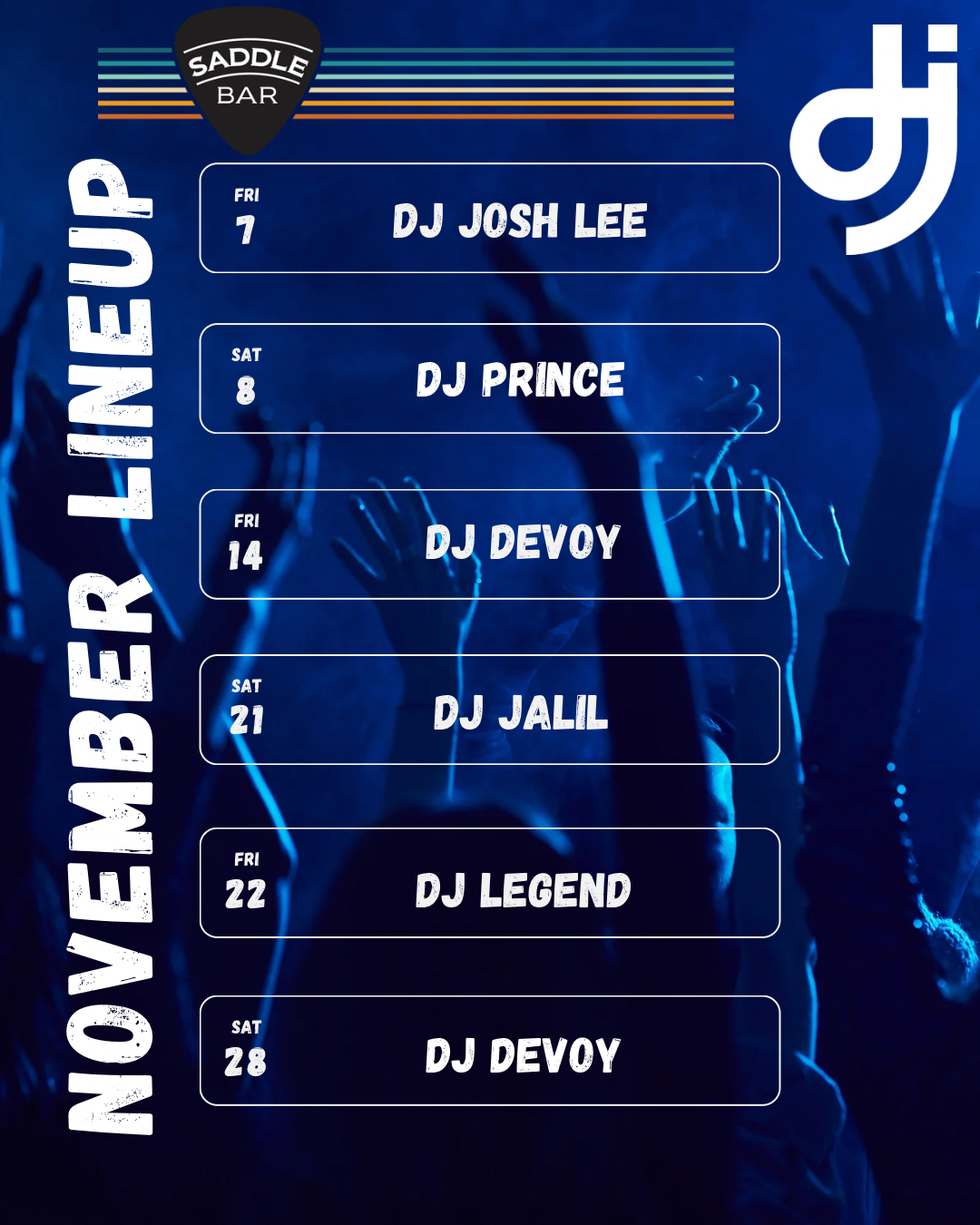DJs this Month at The Saddle Bar! - November '25