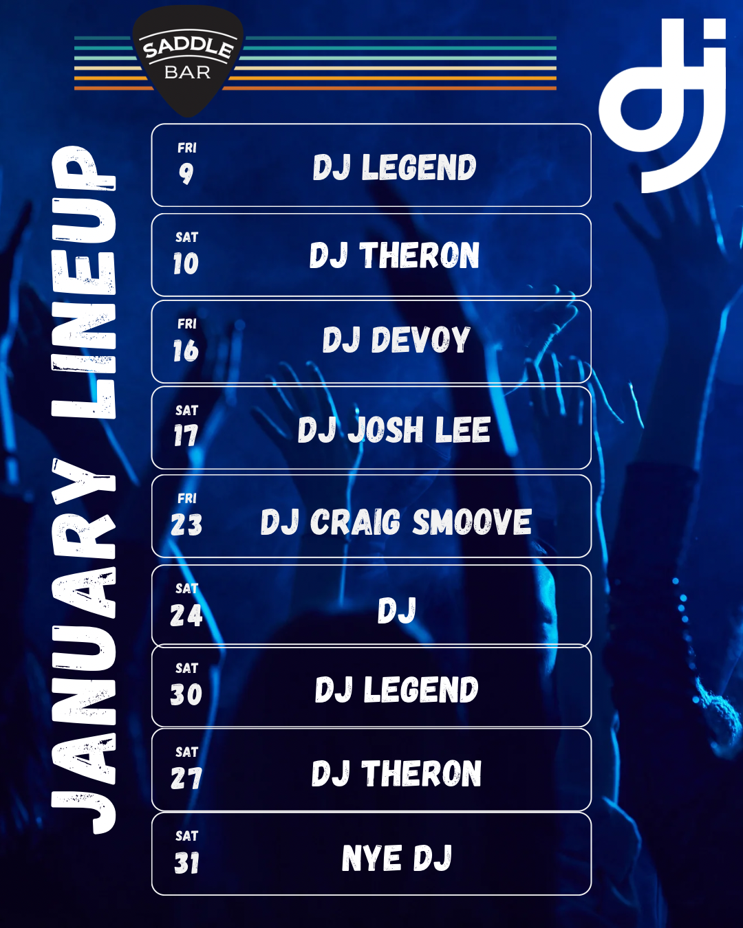 DJs every Fri & Sat at The Saddle Bar! - January '26